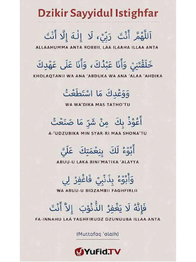 Bacaan Dzikir Sayyidul Istighfar Pdf