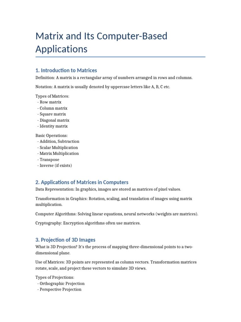 Matrix Applications Project | PDF | Matrix (Mathematics) | Matrix Theory