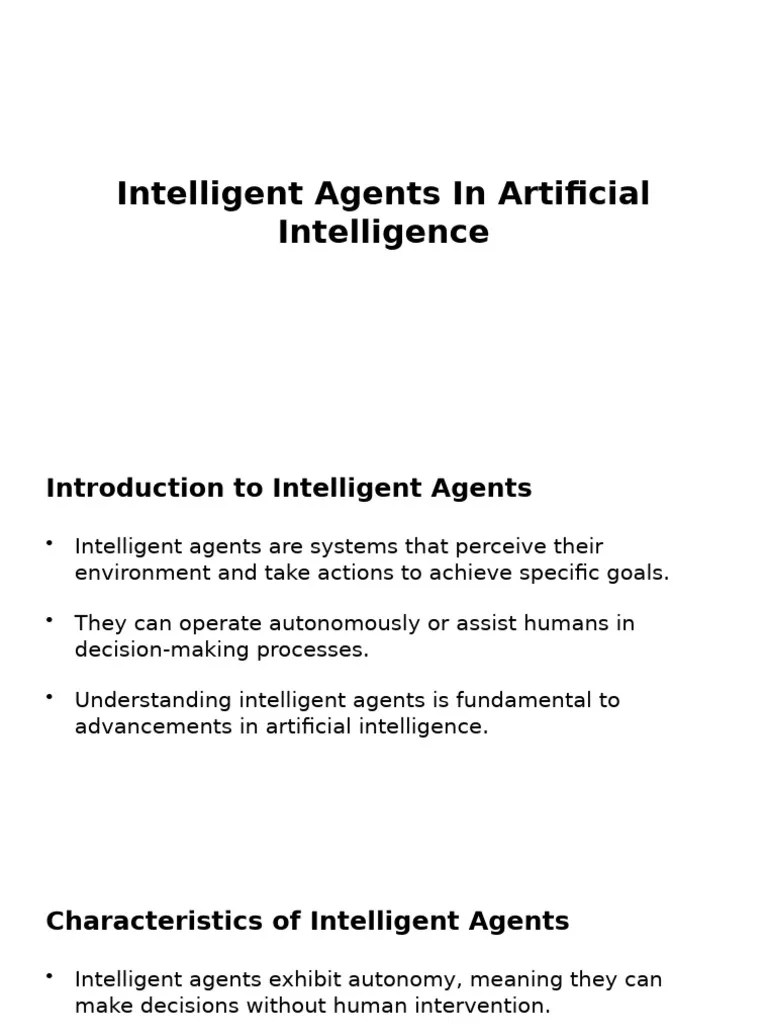 Characteristics Of Intelligent Agents In Ai Pdf Artificial