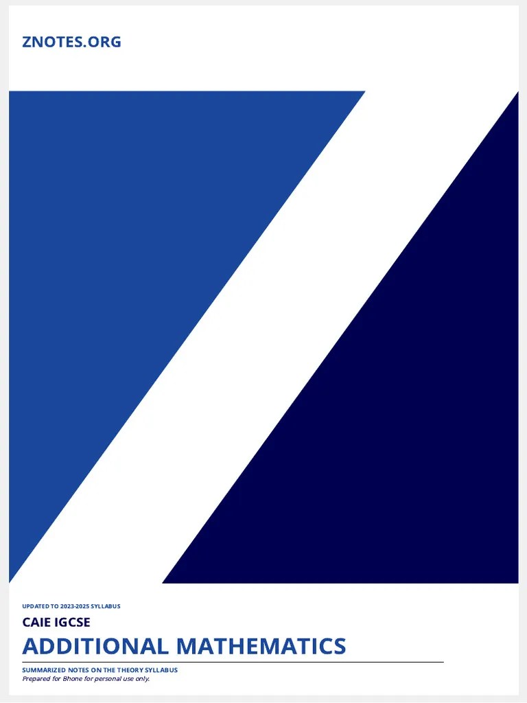 CAIE IGCSE Additional Mathematics Theory | PDF | Factorization ...