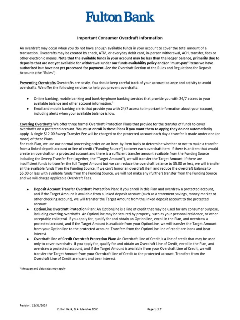 Consumer Overdraft Information Pdf Overdraft Credit Card