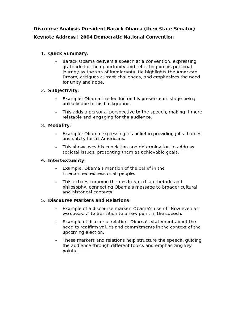 Discourse Analysis President Barack Obama | PDF