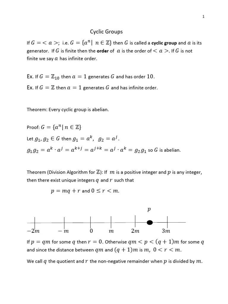 Abstract Algebra 1 Cyclic Groups | PDF | Integer | Group (Mathematics)