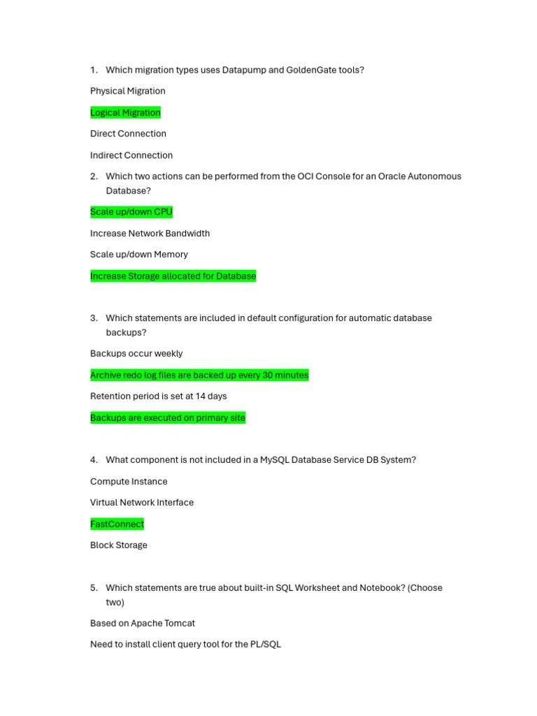 Oracle Cloud Infrastructure Data Foundations Associate 2024 Pdf