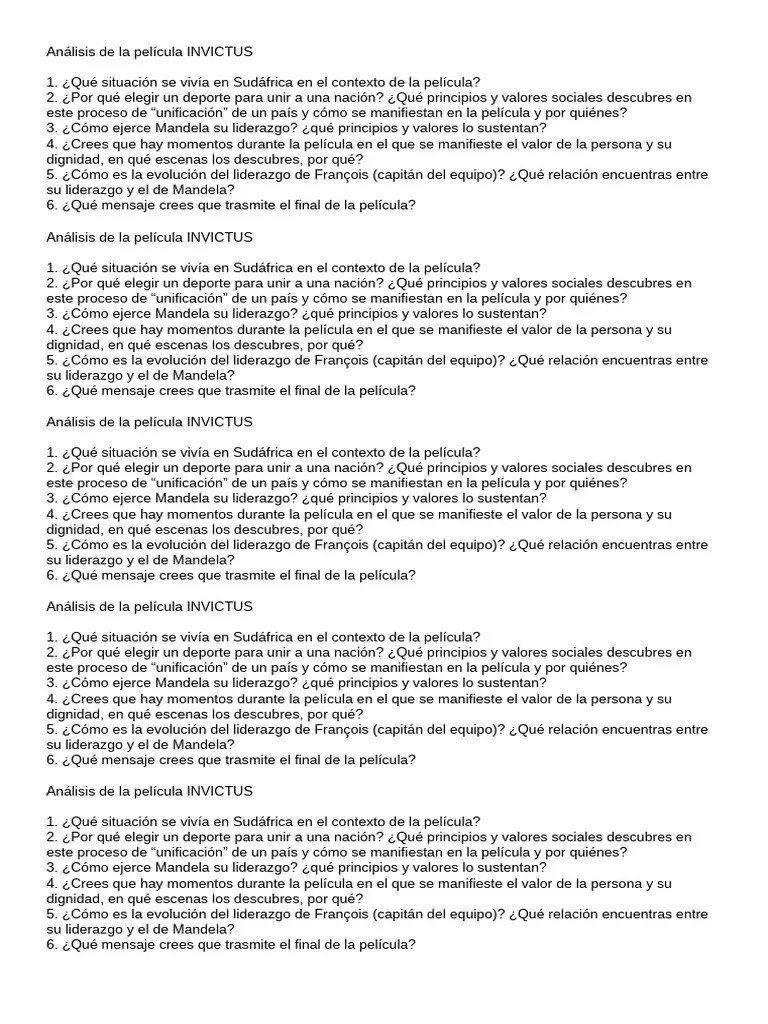 Análisis De La Película INVICTUS | PDF