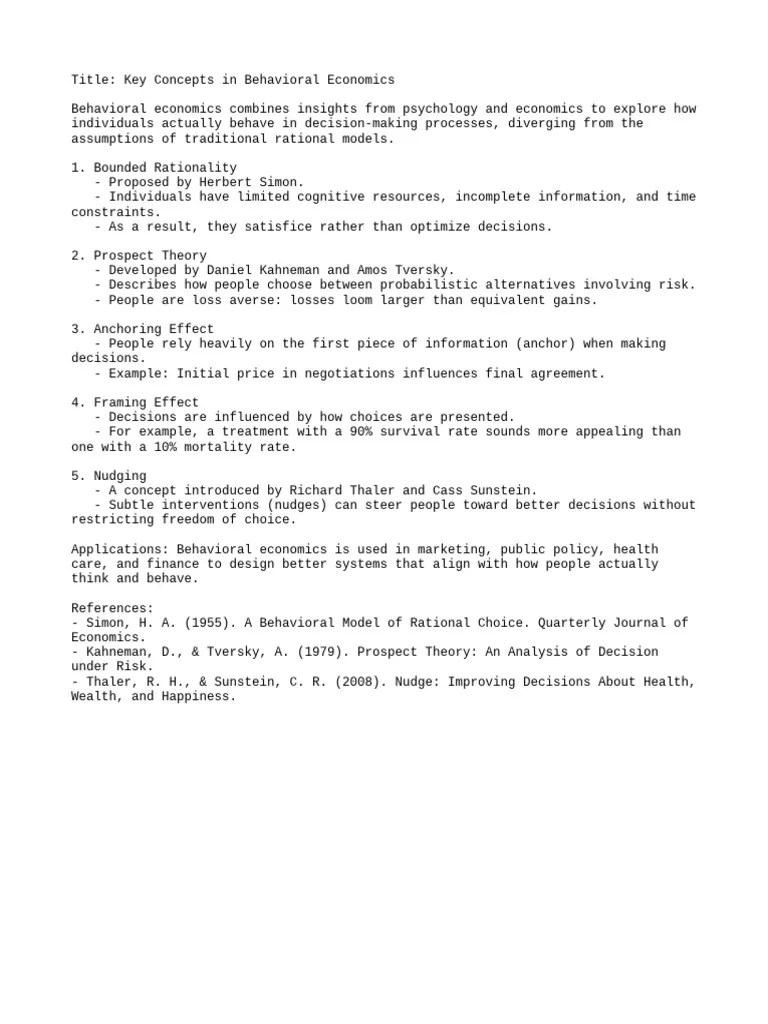 Behavioral Economics Pdf