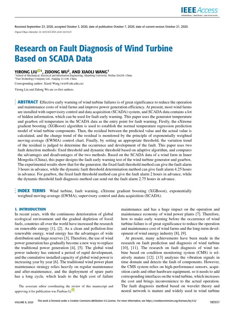 Research On Fault Diagnosis Of Wind Turbine Based On SCADA Data | PDF | Errors And Residuals ...