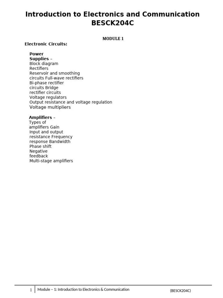 BESCK204C Module - 1 E - Notes | PDF | Rectifier | Amplifier
