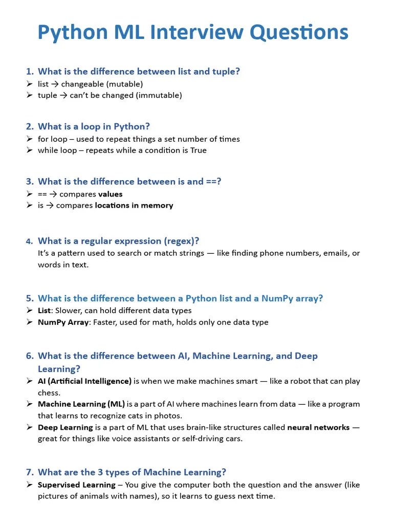 Python ML Interview Questions | PDF | Machine Learning | Deep Learning
