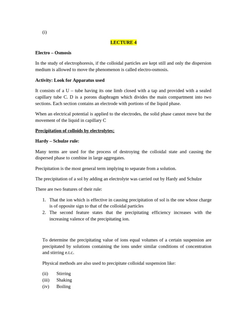 Lecture 4 Colloid Chemistry Pdf Emulsion Gel