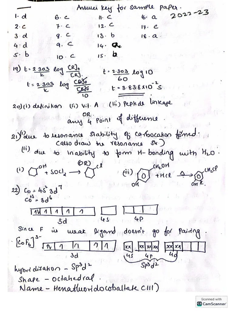Answerkey Sample Paper 22 23 Pdf