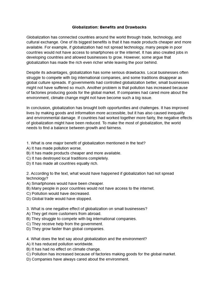 Globalization_ Benefits And Drawbacks | PDF | Globalization | Pollution