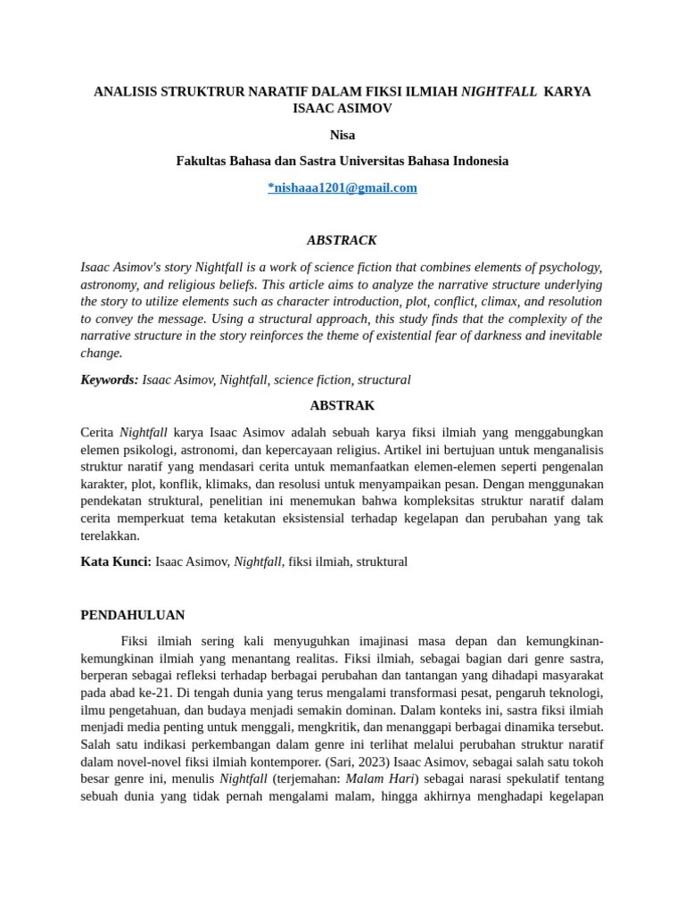 Fiksi Ilmiah Dalam Narasi Distopia | PDF