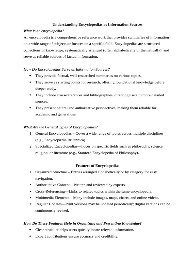 Understanding Encyclopedias As Information Sources | PDF ...
