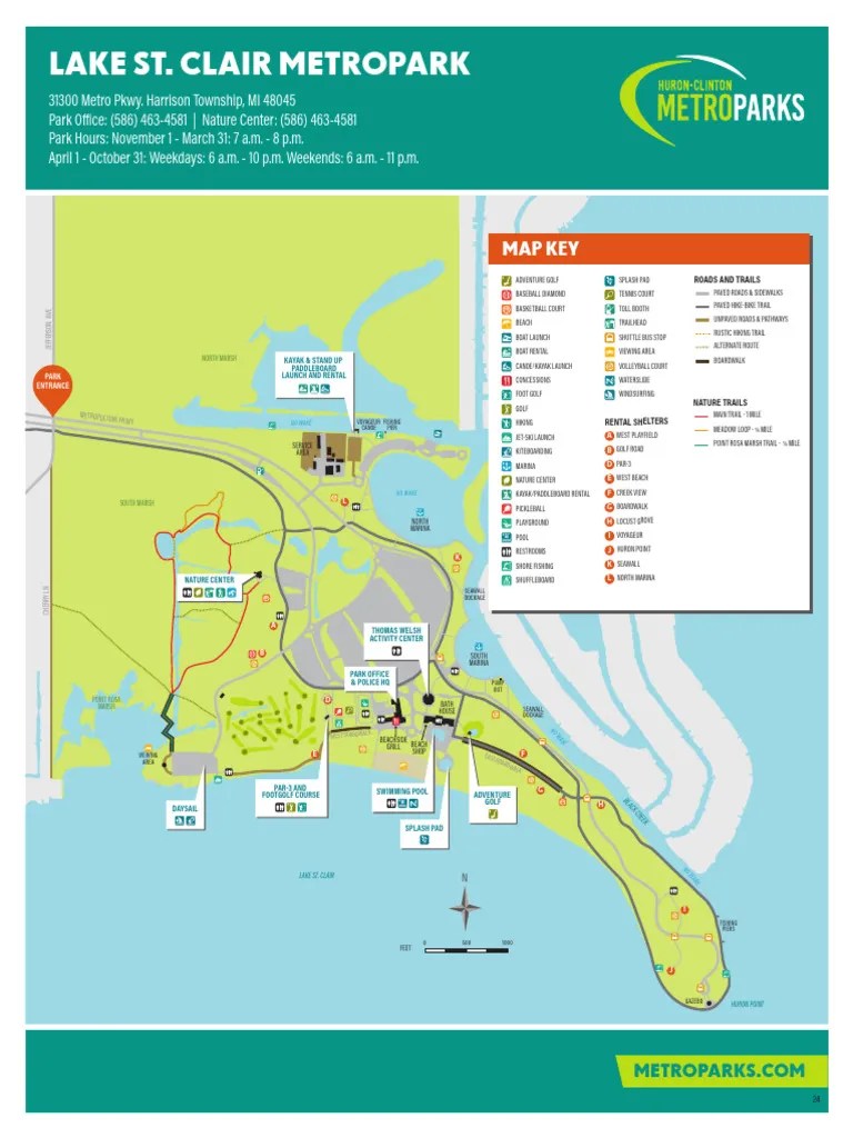 Lake St Clair Metropark Map Guide PDF Water Sports Outdoor 1
