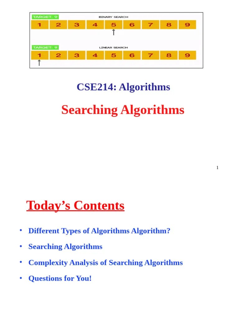 Lecture-4 - Searching Algorithms | PDF | Time Complexity | Applied ...