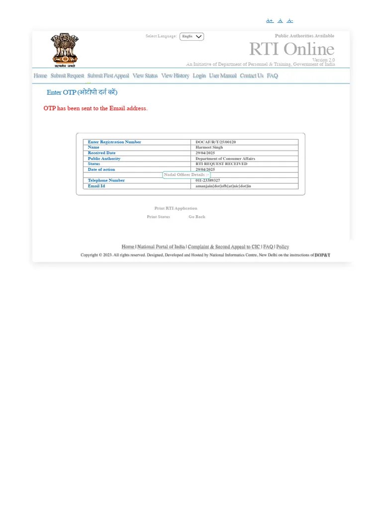 RTiiI Online - Online RTI Information System | PDF