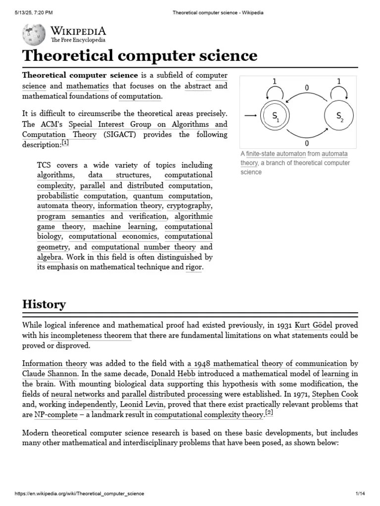 Theoretical Computer Science | PDF | Theoretical Computer Science ...
