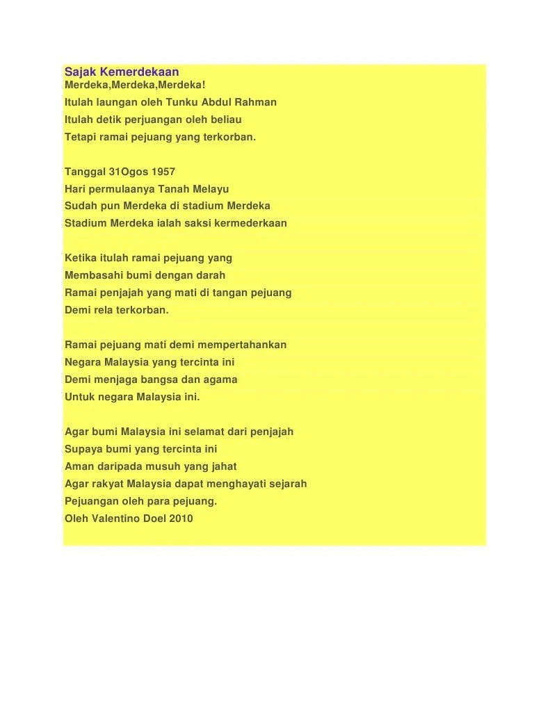 Salah satu arti merdeka dalam suasana . Sajak Kemerdekaan Pdf
