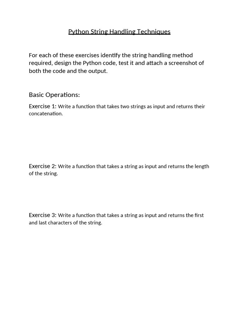 Python String Handling Worksheet | PDF