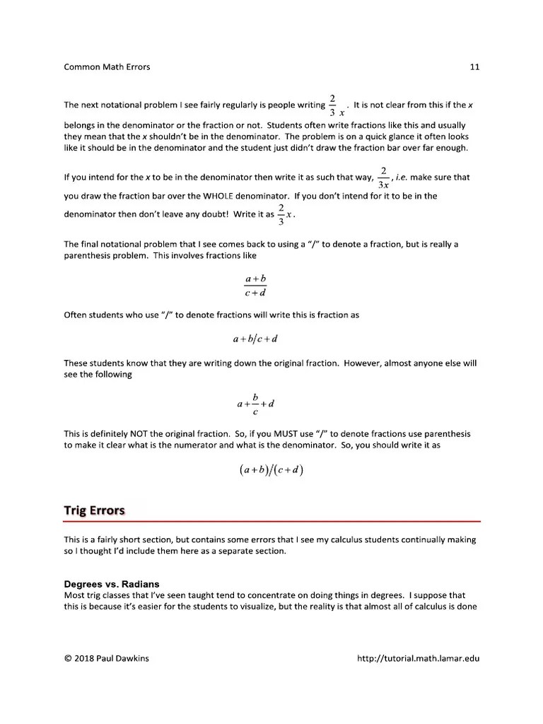 Common Trigonometric Errors | PDF