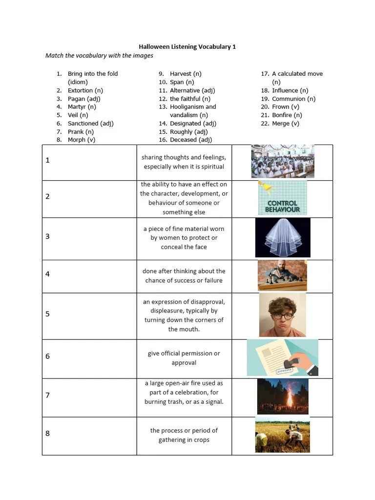 Halloween Listening Worksheet Pdf Halloween