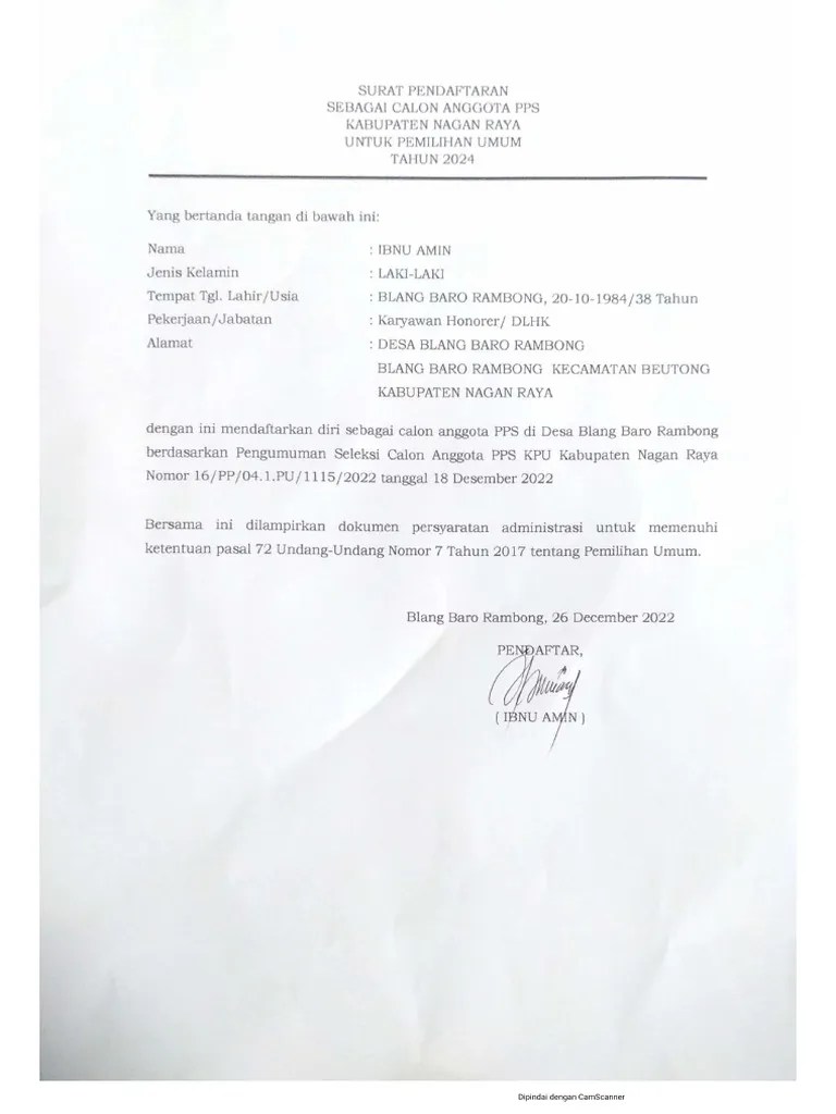 Surat Pendaftaran Pdf