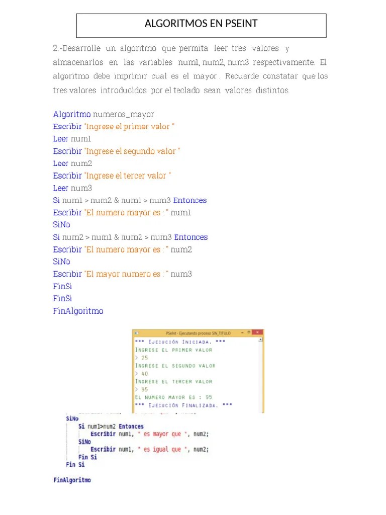 ALGORITMOS EN Pseint | PDF