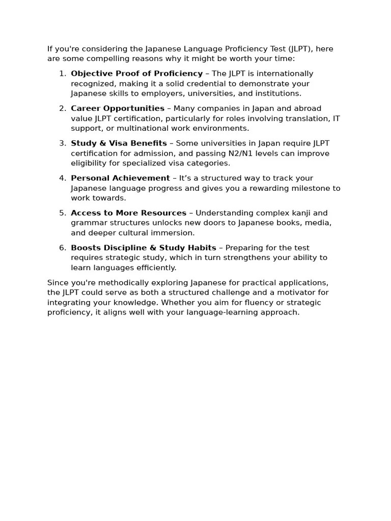 Reasons Why You Should Take JLPT | PDF