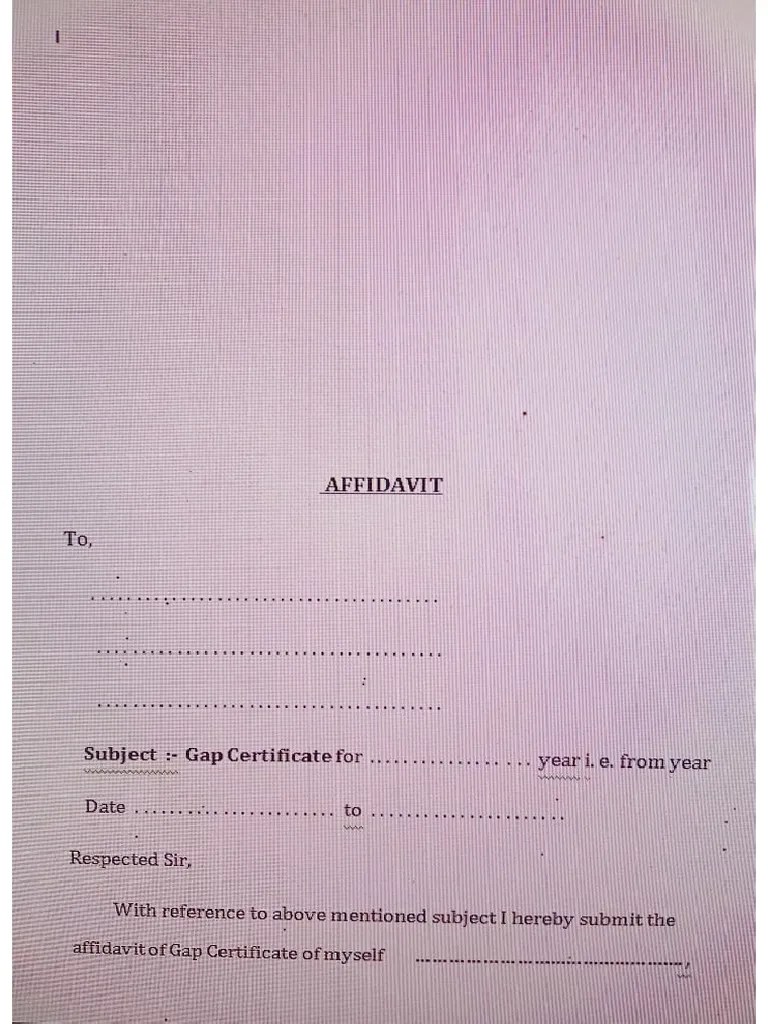 Gap Certificate Format Pdf