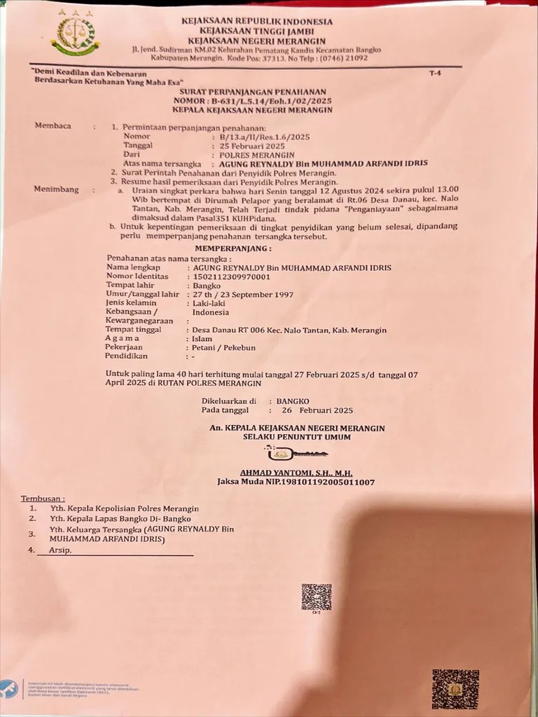 Penatapan Perpanjangan Penahanan Kejaksaan | PDF