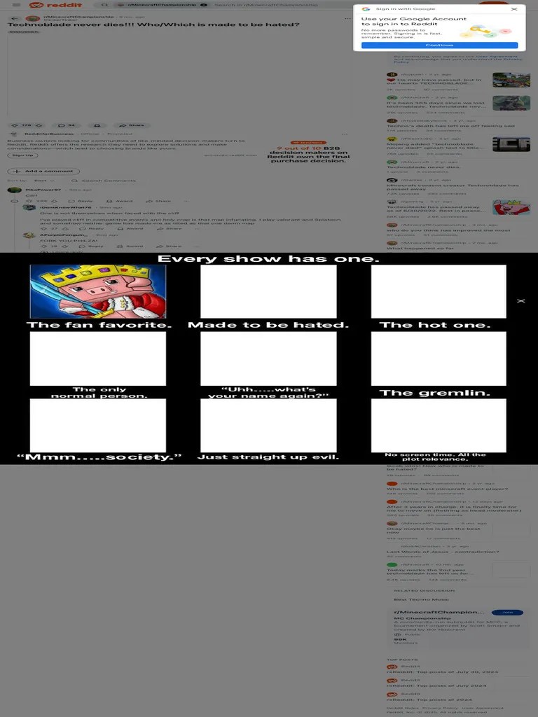 Technoblade Never Dies!!! WhoWhich Is Made To Be Hated RMinecraftChampionship | PDF