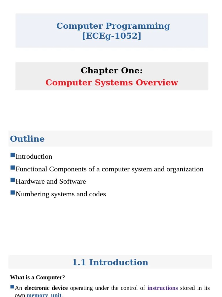 Chapter 1 Computer Programming | PDF | Computer Data Storage | Input/Output
