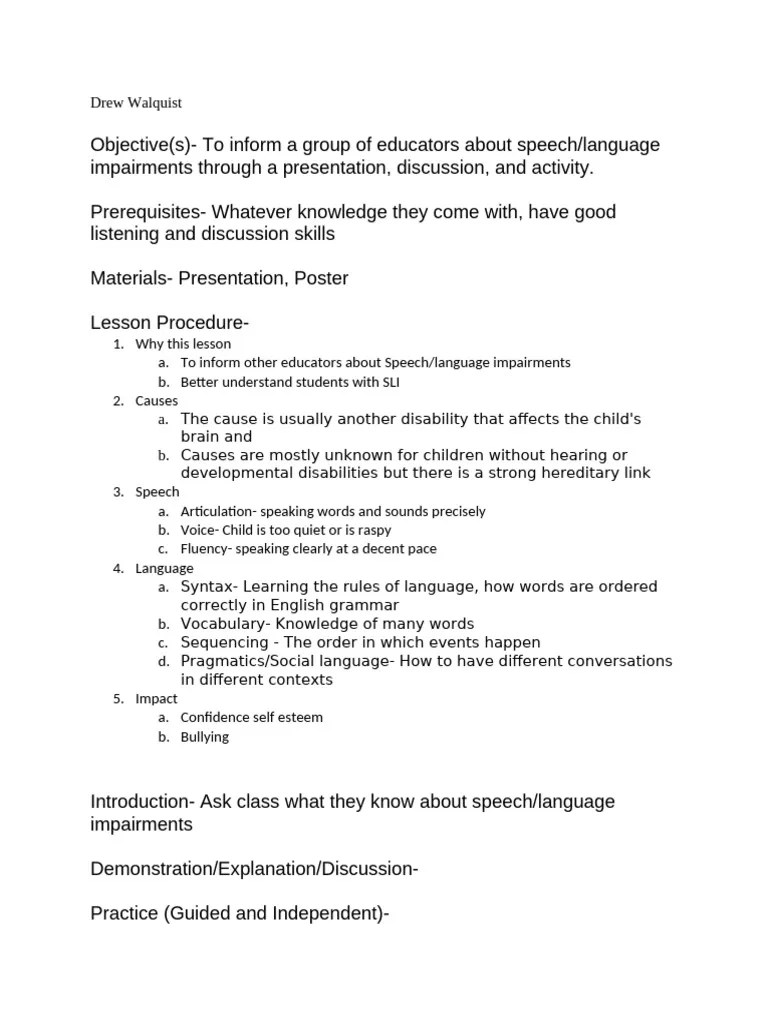 Speech:Language Impairment Presentation | PDF