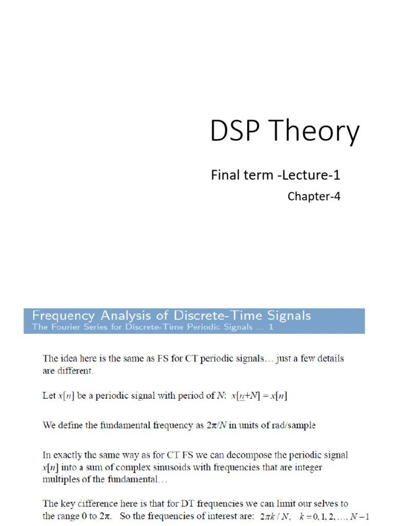 Dsp Theory Final Lecture 1 Pdf