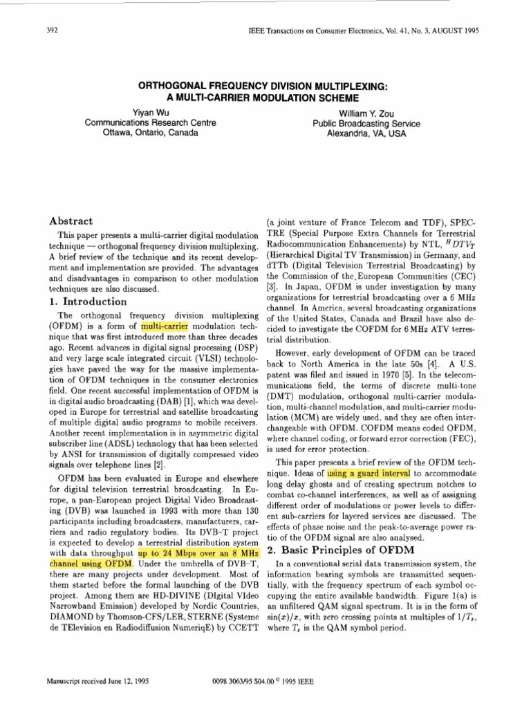 Orthogonal Frequency Division Multiplexing A Multi-Carrier Modulation Scheme | PDF | Orthogonal ...