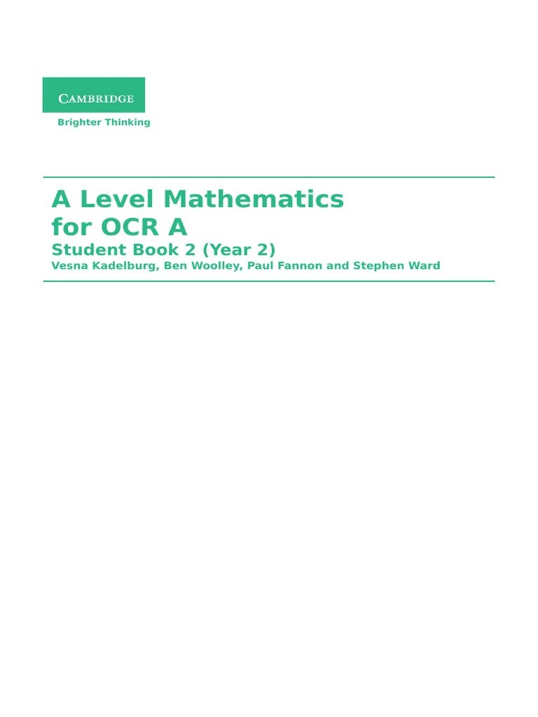 A Level Mathematics For OCR A Student Book 2 (Year 2) | PDF | Function ...
