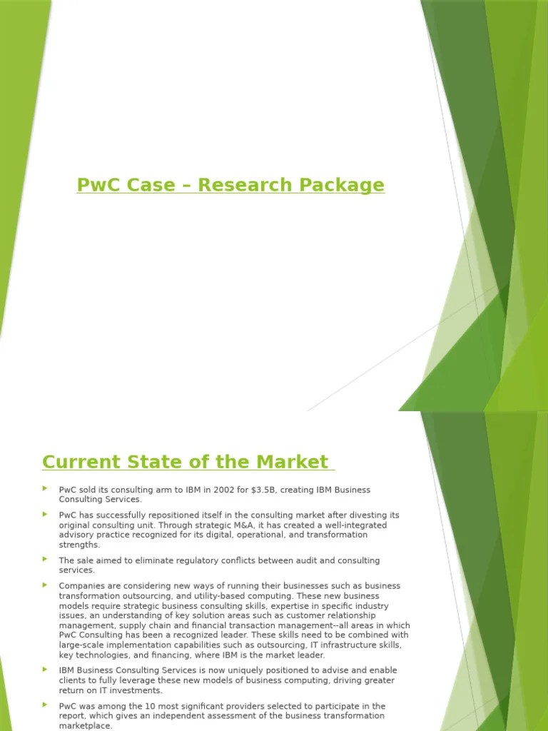 Part Ii - PWC Case Study - PPT | PDF | Mergers And Acquisitions | Consultant