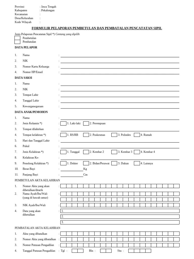 Formulir Pembetulan Dan Pembatalan | PDF