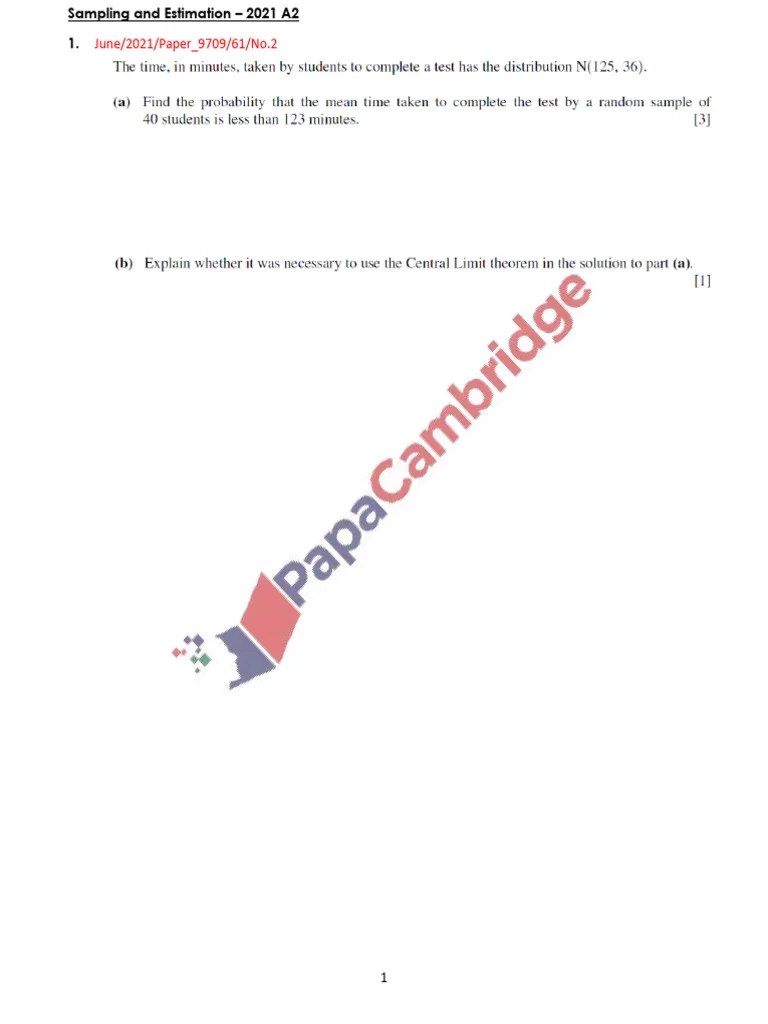 2021 A2 Sampling And Estimation | PDF