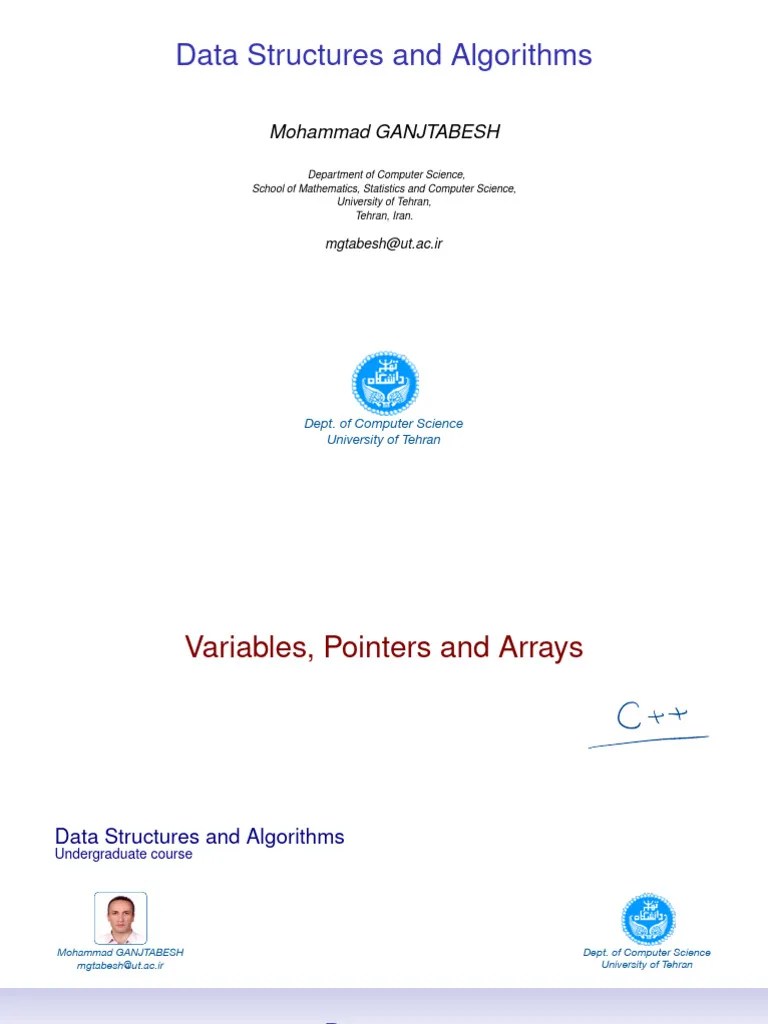 DSA-02-Variables Pointers Arrays | PDF | Pointer (Computer Programming ...