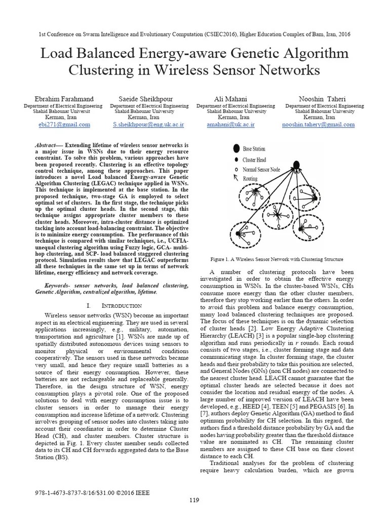 Load Balanced Energy-Aware Genetic Algorithm Clustering In Wireless ...