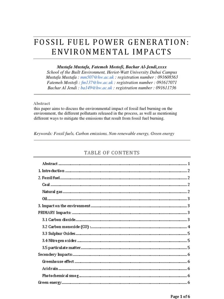 Fossile Fuel Draft | PDF | Fossil Fuels | Carbon Dioxide