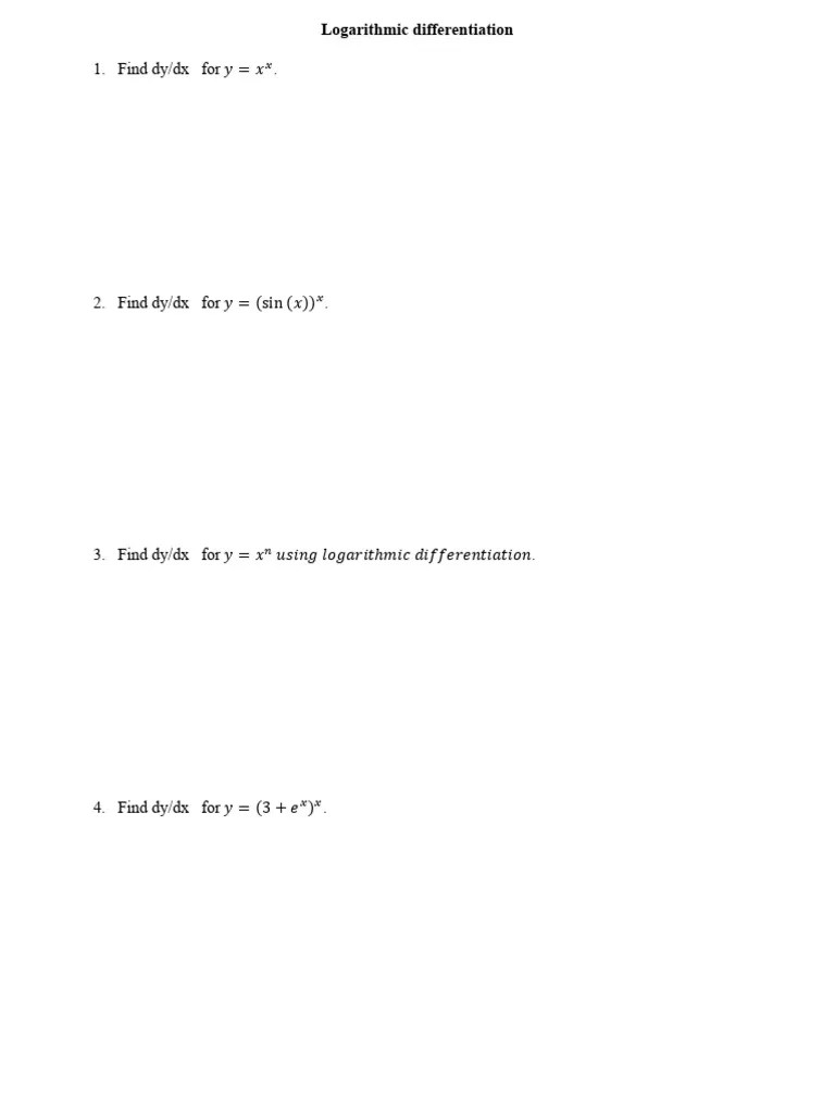 Logarithmic Differentiation | PDF