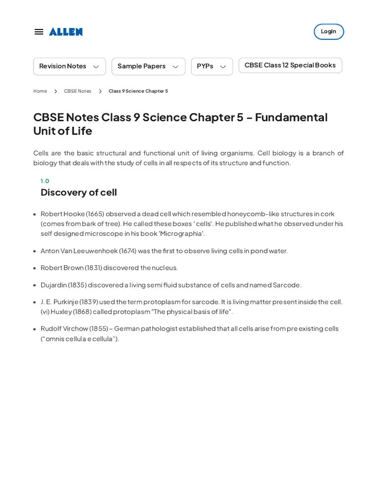 Class 9 Science Chapter 5 Pdf Endoplasmic Reticulum Cell Biology