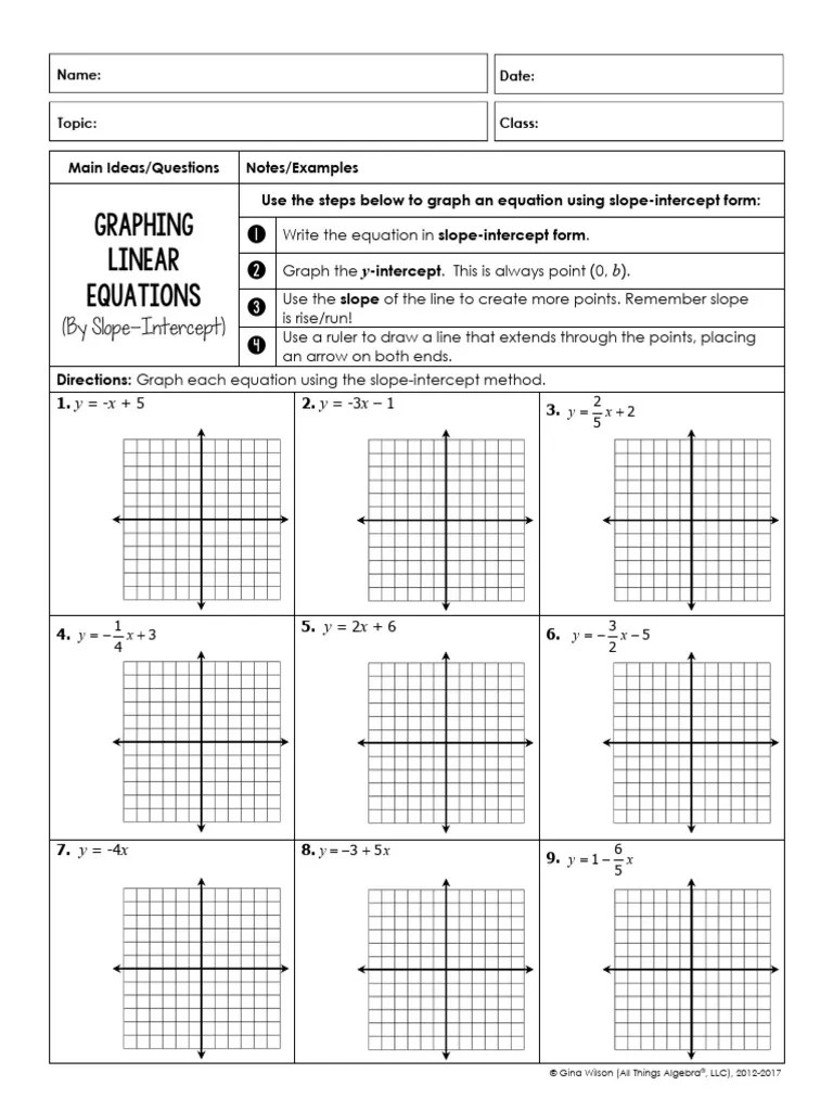 Graphing In Slope-Intercept | PDF | Algebra | Mathematics