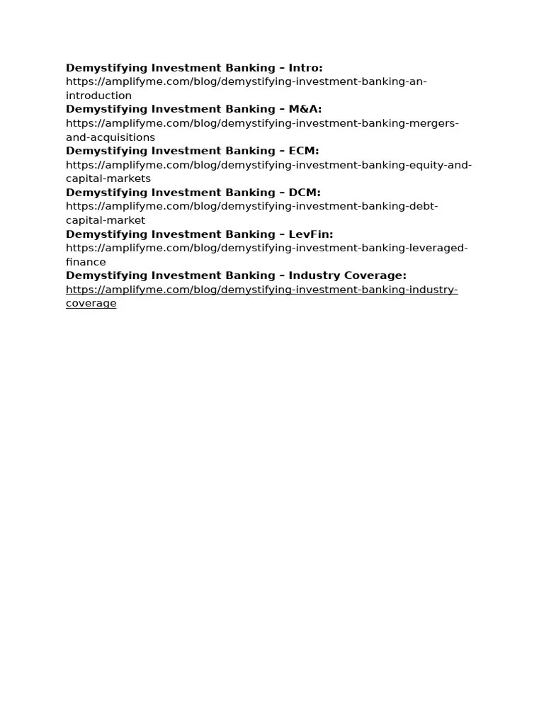 Demystifying Investment Banking | PDF