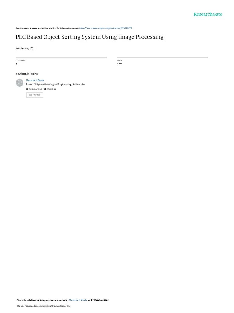 PLC Based Object Sorting System Using Image Processing | PDF ...