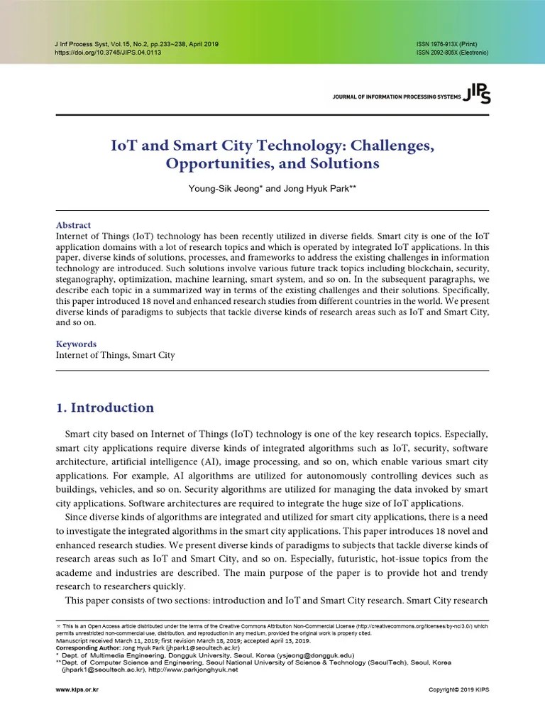 Iot And Smart City Technology Challenges Opportunities And