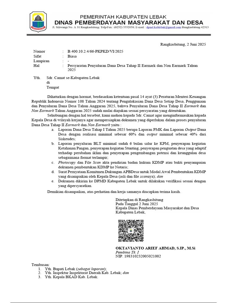20250602195312surat Persyaratan Penyaluran Dana Desa Tahap II Earmark Dan Non Earmark Tahun 2025 ...